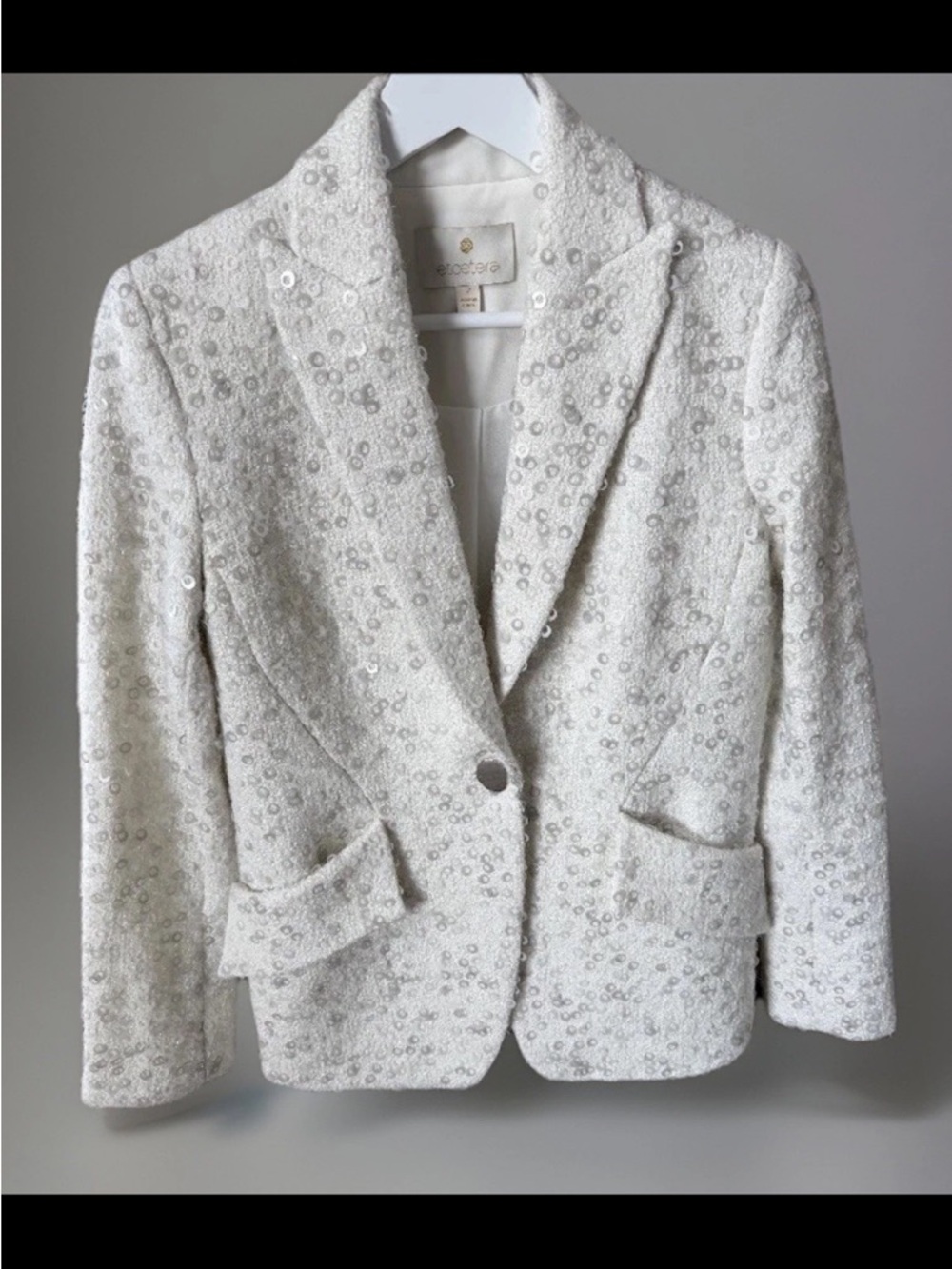 NWOT Etcetera Women’s Ivory Blazer Sequins Size 2 Jacket Cocktail Formal Coat